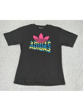 Adidas Black Trefoil Logo Graphic T-Shirt‎ Size S Multicolor